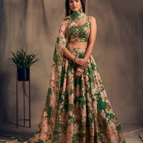 Lehenga Mart Designer Bollywood Style Wedding Wear Lehenga Choli - Green - Distacart