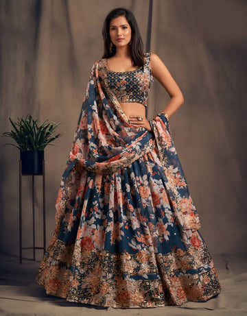 Lehenga Mart Designer Bollywood Style Wedding Wear Lehenga Choli - Navy Blue - Distacart