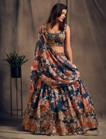 Thumbnail for Lehenga Mart Designer Bollywood Style Wedding Wear Lehenga Choli - Navy Blue