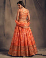 Thumbnail for Lehenga Mart Designer Bollywood Style Wedding Wear Lehenga Choli - Orange