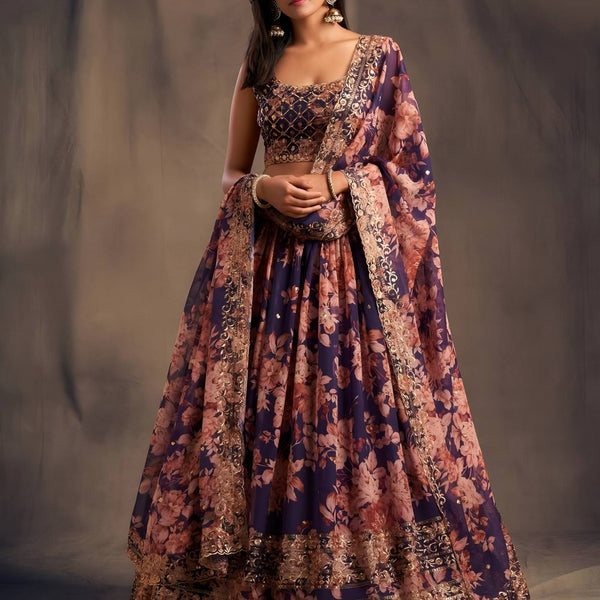 Lehenga Mart Designer Bollywood Style Wedding Wear Lehenga Choli - Purple