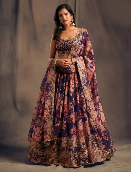 Lehenga Mart Designer Bollywood Style Wedding Wear Lehenga Choli - Purple