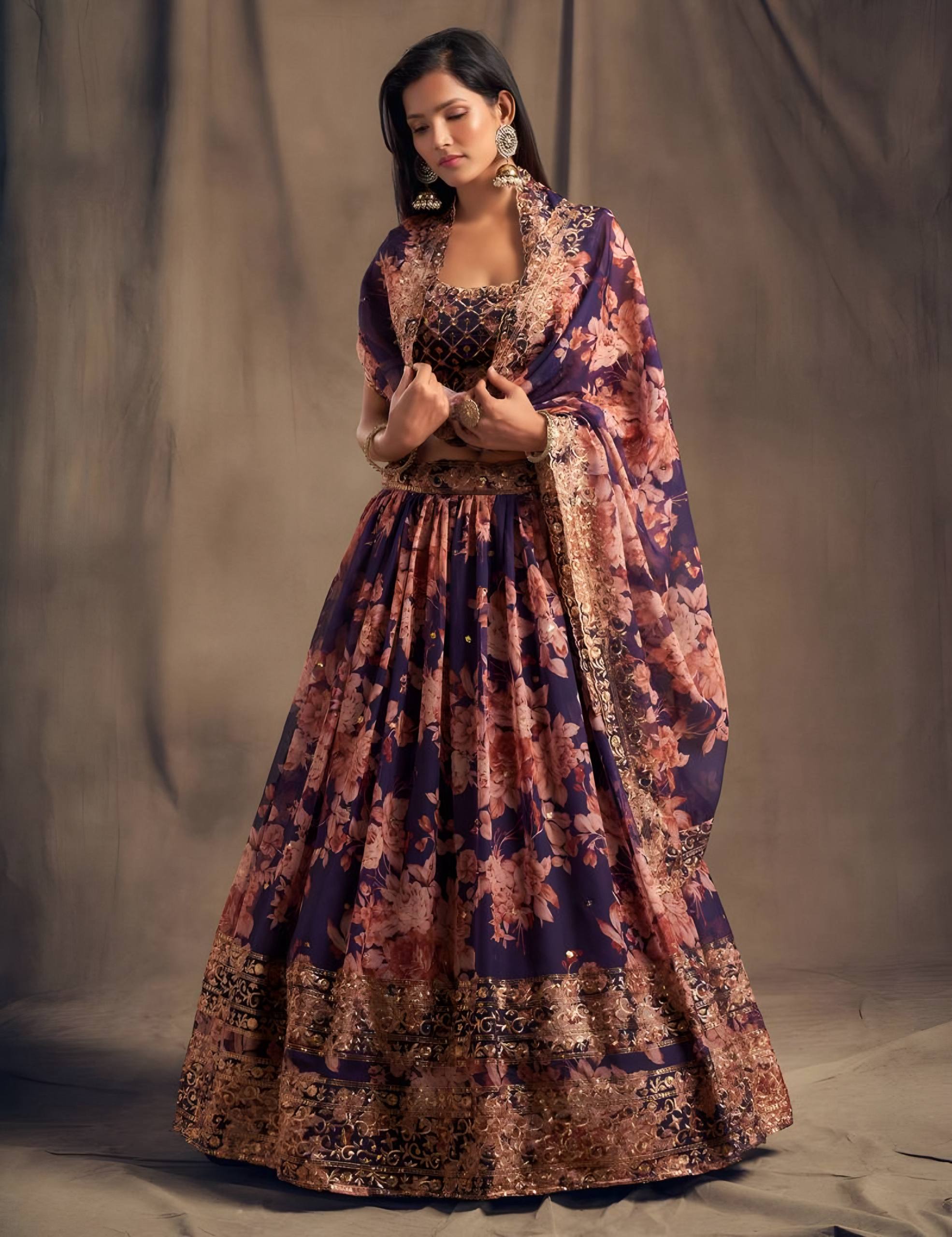 Lehenga Mart Designer Bollywood Style Wedding Wear Lehenga Choli - Purple