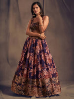 Thumbnail for Lehenga Mart Designer Bollywood Style Wedding Wear Lehenga Choli - Purple
