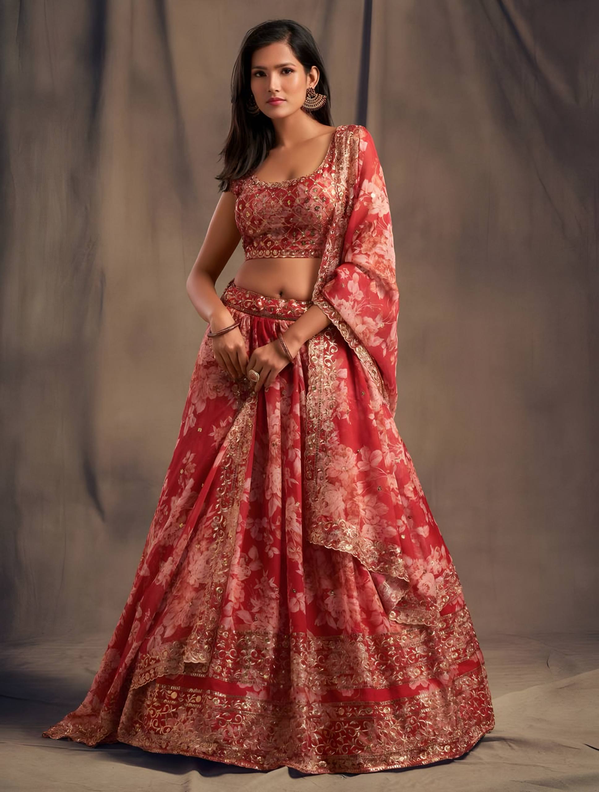 Lehenga Mart Designer Bollywood Style Wedding Wear Lehenga Choli - Red - Distacart