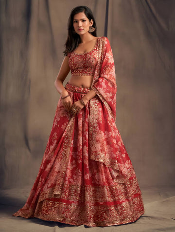 Lehenga Mart Designer Bollywood Style Wedding Wear Lehenga Choli - Red - Distacart