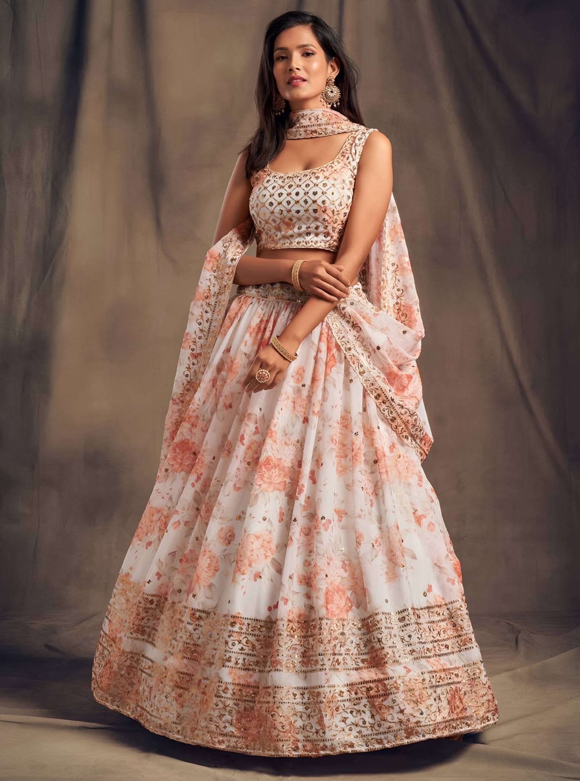 Lehenga Mart Designer Bollywood Style Wedding Wear Lehenga Choli - White - Distacart