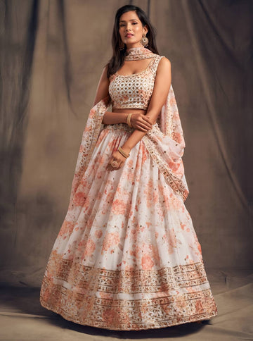 Lehenga Mart Designer Bollywood Style Wedding Wear Lehenga Choli - White - Distacart