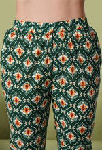 Thumbnail for Myshka Women's Cotton Printed Co-ord set in Green Color - Distacart