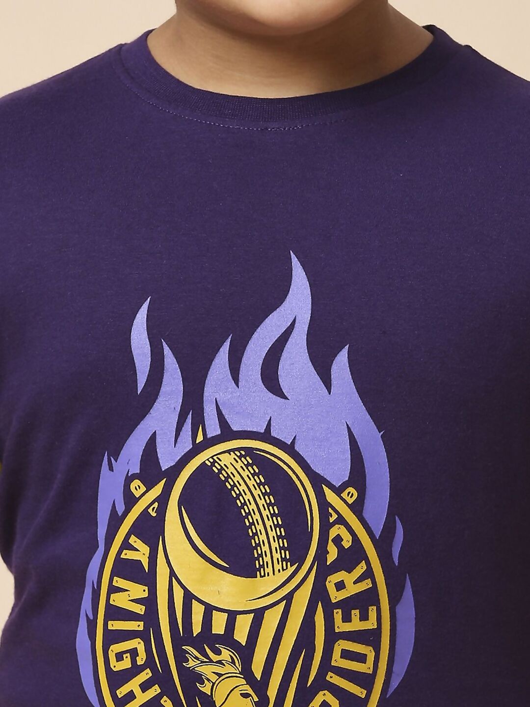 Fancode Kids Kolkata Knight Riders Graphic Printed Round Neck Cotton IPL T-Shirts - Distacart
