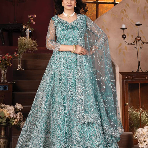 Lehenga Mart Designer Aqua Bollywood Style Bridal Lehenga Choli - Aqua-Blue - Distacart