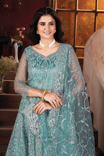 Thumbnail for Lehenga Mart Designer Aqua Bollywood Style Bridal Lehenga Choli - Aqua-Blue - Distacart