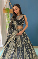 Thumbnail for Lehenga Mart Designer Bollywood Style Wedding Wear Lehenga Choli - Black - Distacart