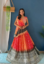Thumbnail for Lehenga Mart Designer Bollywood Style Wedding Wear Lehenga Choli - Orange - Distacart