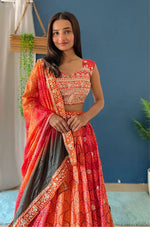 Thumbnail for Lehenga Mart Designer Bollywood Style Wedding Wear Lehenga Choli - Orange - Distacart