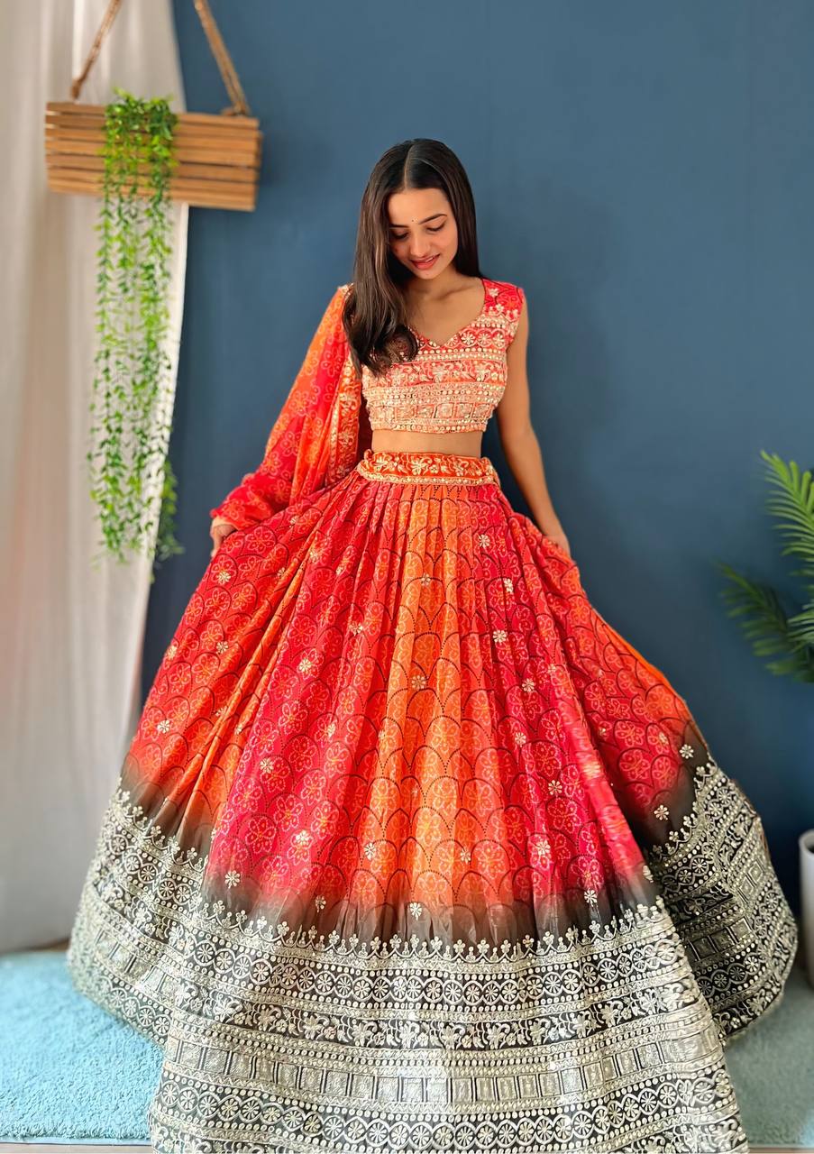 Lehenga Mart Designer Bollywood Style Wedding Wear Lehenga Choli - Orange - Distacart