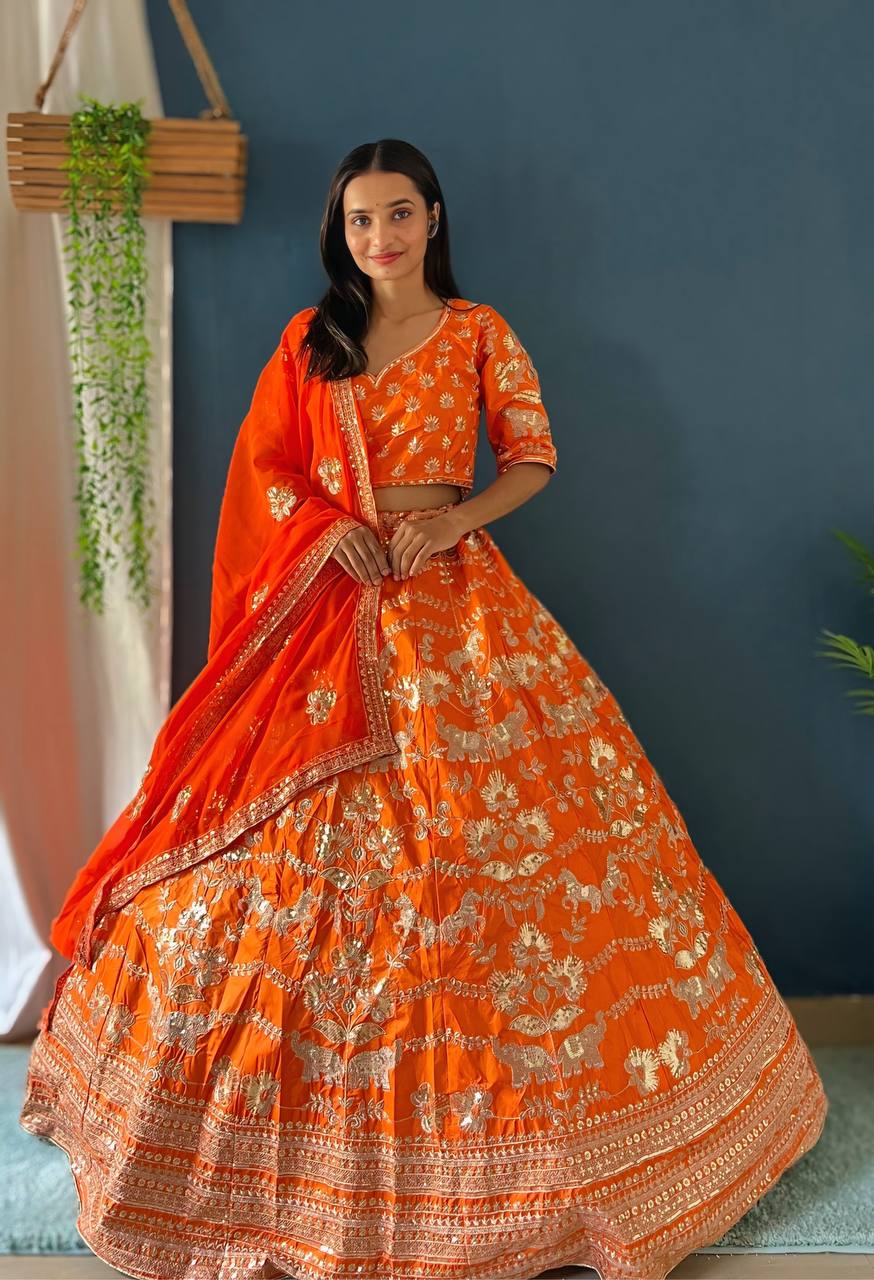 Lehenga Mart Designer Bollywood Style Wedding Wear Lehenga Choli - Orange - Distacart