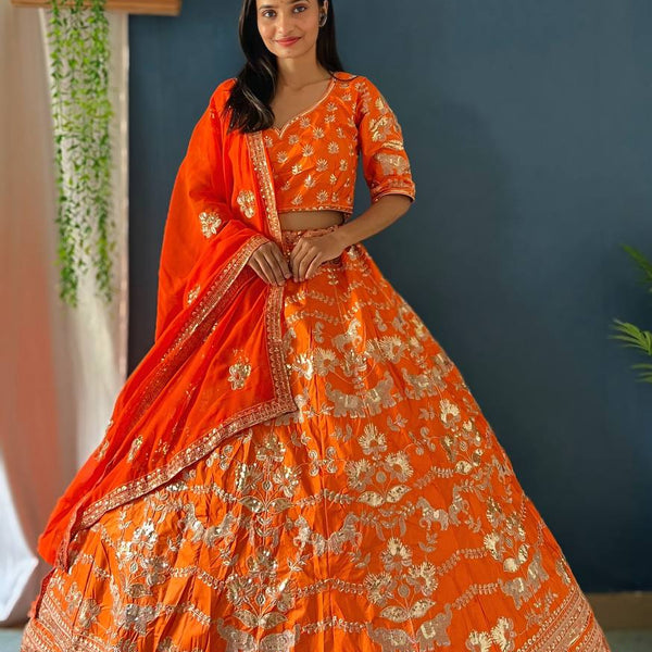 Lehenga Mart Designer Bollywood Style Wedding Wear Lehenga Choli - Orange - Distacart