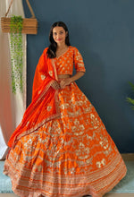 Thumbnail for Lehenga Mart Designer Bollywood Style Wedding Wear Lehenga Choli - Orange - Distacart