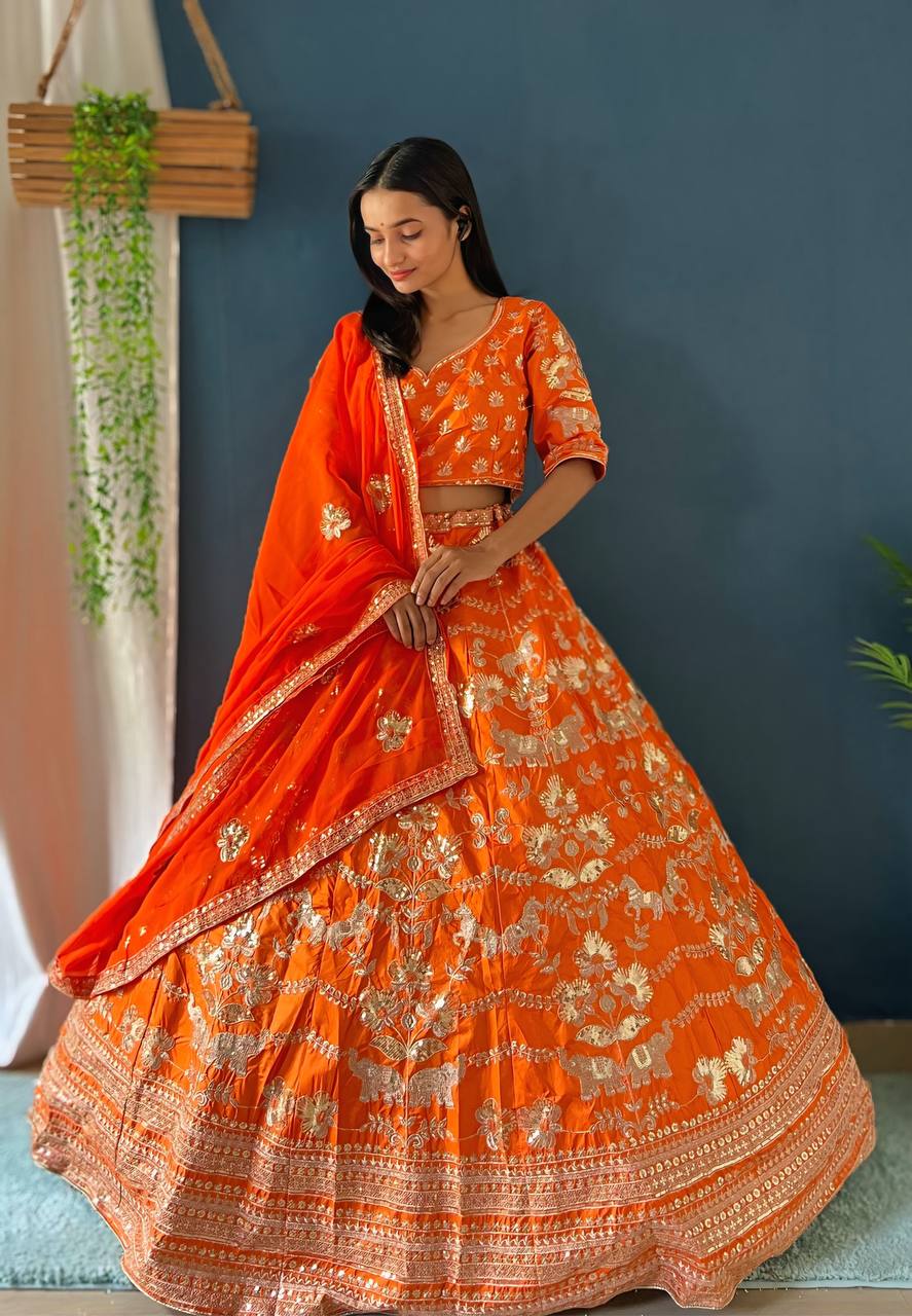 Lehenga Mart Designer Bollywood Style Wedding Wear Lehenga Choli - Orange - Distacart