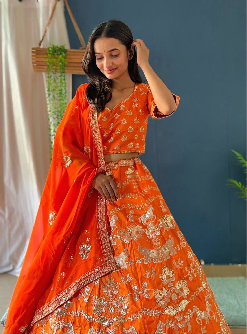 Lehenga Mart Designer Bollywood Style Wedding Wear Lehenga Choli - Orange - Distacart