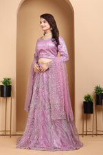 Thumbnail for Lehenga Mart Designer Bollywood Style Wedding Wear Lehenga Choli - Lilac - Distacart