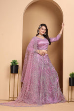 Thumbnail for Lehenga Mart Designer Bollywood Style Wedding Wear Lehenga Choli - Lilac - Distacart