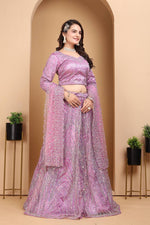 Thumbnail for Lehenga Mart Designer Bollywood Style Wedding Wear Lehenga Choli - Lilac - Distacart