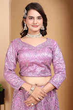 Thumbnail for Lehenga Mart Designer Bollywood Style Wedding Wear Lehenga Choli - Lilac - Distacart