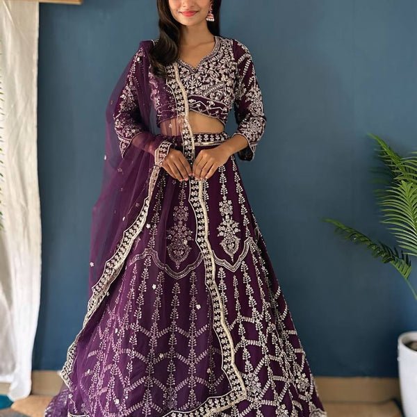 Lehenga Mart Designer Bollywood Style Wedding Wear Lehenga Choli - Purple - Distacart