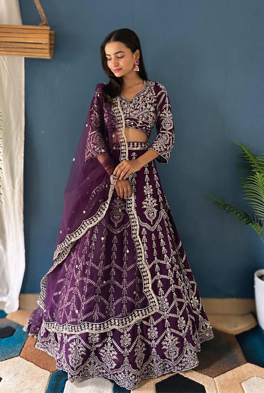 Lehenga Mart Designer Bollywood Style Wedding Wear Lehenga Choli - Purple - Distacart