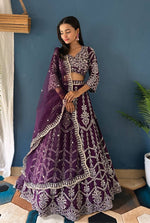 Thumbnail for Lehenga Mart Designer Bollywood Style Wedding Wear Lehenga Choli - Purple - Distacart