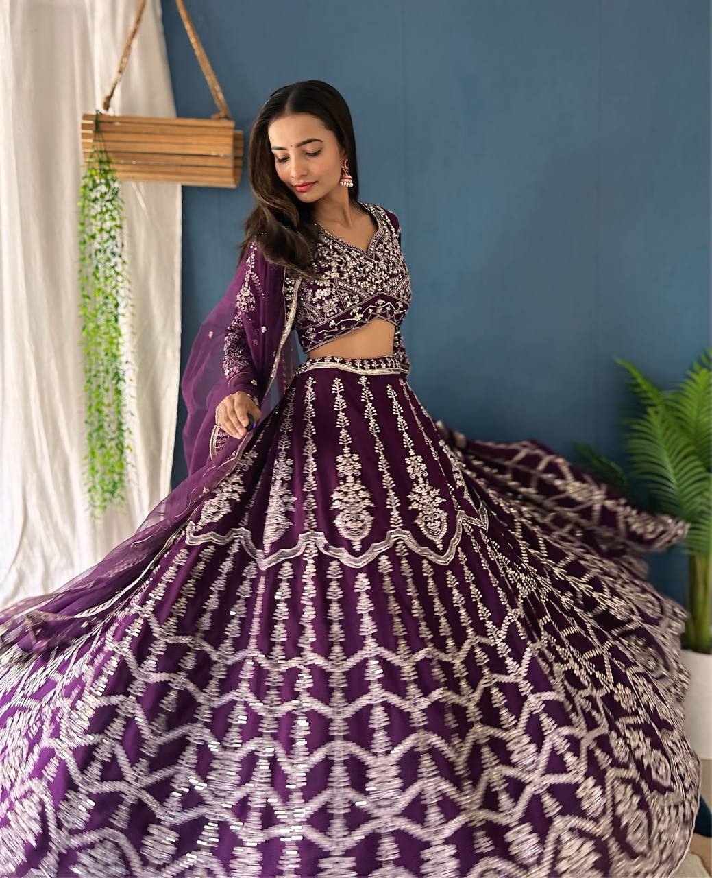 Lehenga Mart Designer Bollywood Style Wedding Wear Lehenga Choli - Purple - Distacart