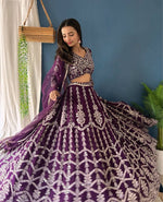 Thumbnail for Lehenga Mart Designer Bollywood Style Wedding Wear Lehenga Choli - Purple - Distacart