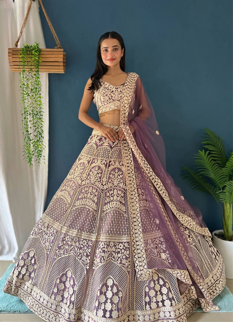 Lehenga Mart Designer Bollywood Style Wedding Wear Lehenga Choli - Light-Purple - Distacart