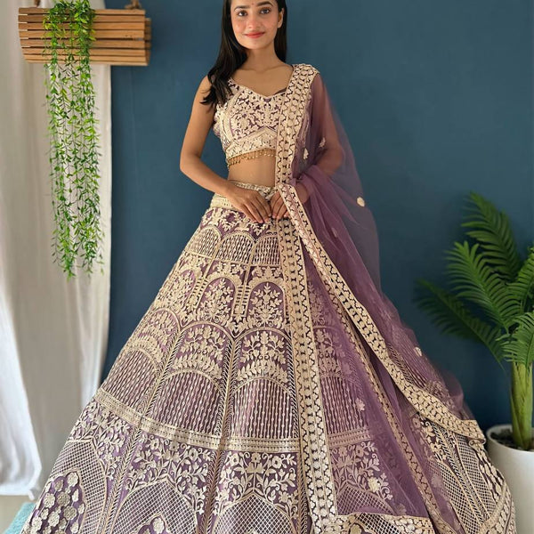 Lehenga Mart Designer Bollywood Style Wedding Wear Lehenga Choli - Light-Purple - Distacart