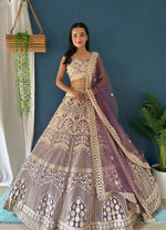 Thumbnail for Lehenga Mart Designer Bollywood Style Wedding Wear Lehenga Choli - Light-Purple - Distacart