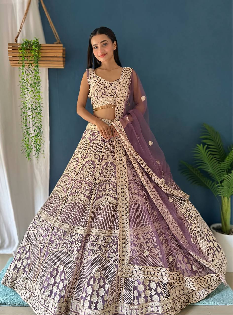 Lehenga Mart Designer Bollywood Style Wedding Wear Lehenga Choli - Light-Purple - Distacart