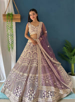 Thumbnail for Lehenga Mart Designer Bollywood Style Wedding Wear Lehenga Choli - Light-Purple - Distacart