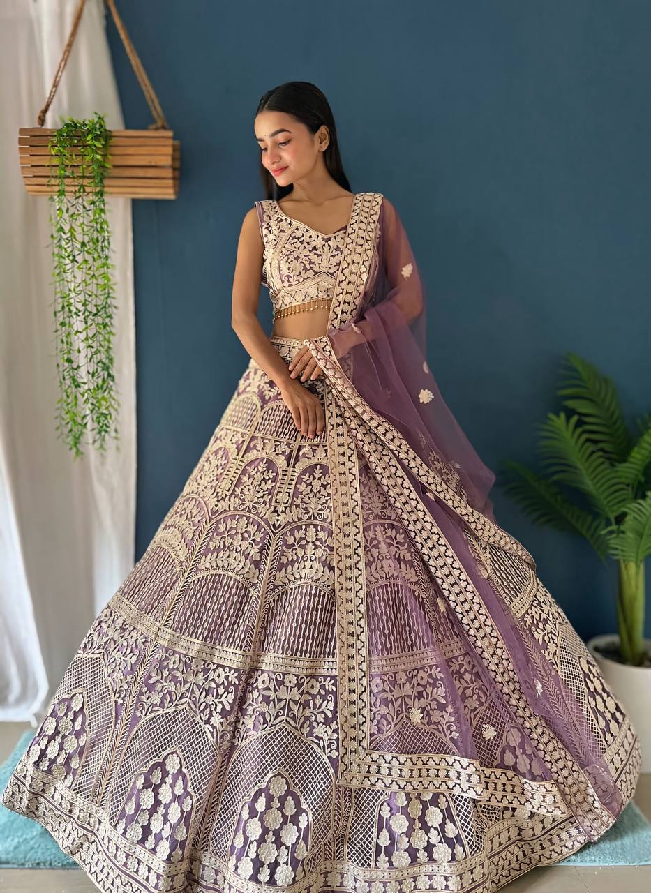Lehenga Mart Designer Bollywood Style Wedding Wear Lehenga Choli - Light-Purple - Distacart
