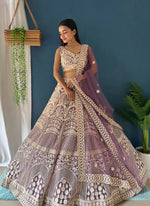 Thumbnail for Lehenga Mart Designer Bollywood Style Wedding Wear Lehenga Choli - Light-Purple - Distacart