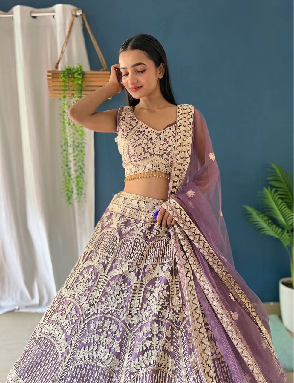 Lehenga Mart Designer Bollywood Style Wedding Wear Lehenga Choli - Light-Purple - Distacart