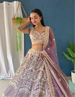 Thumbnail for Lehenga Mart Designer Bollywood Style Wedding Wear Lehenga Choli - Light-Purple - Distacart