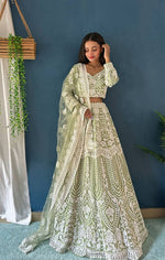 Thumbnail for Lehenga Mart Designer Pista Bollywood Style Bridal Lehenga Choli - Light-Green - Distacart