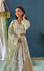 Thumbnail for Lehenga Mart Designer Pista Bollywood Style Bridal Lehenga Choli - Light-Green - Distacart