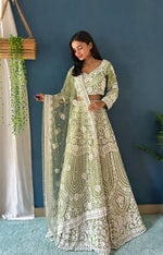 Thumbnail for Lehenga Mart Designer Pista Bollywood Style Bridal Lehenga Choli - Light-Green - Distacart