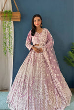 Thumbnail for Lehenga Mart Designer Bollywood Style Bridal Lehenga Choli - Light-Purple - Distacart