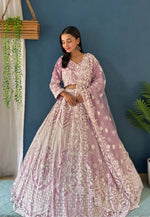 Thumbnail for Lehenga Mart Designer Bollywood Style Bridal Lehenga Choli - Light-Purple - Distacart