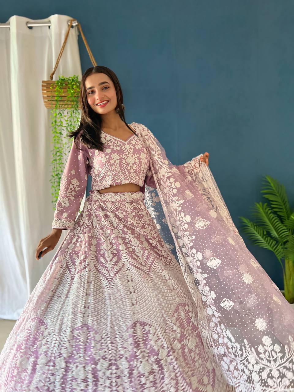 Lehenga Mart Designer Bollywood Style Bridal Lehenga Choli - Light-Purple - Distacart
