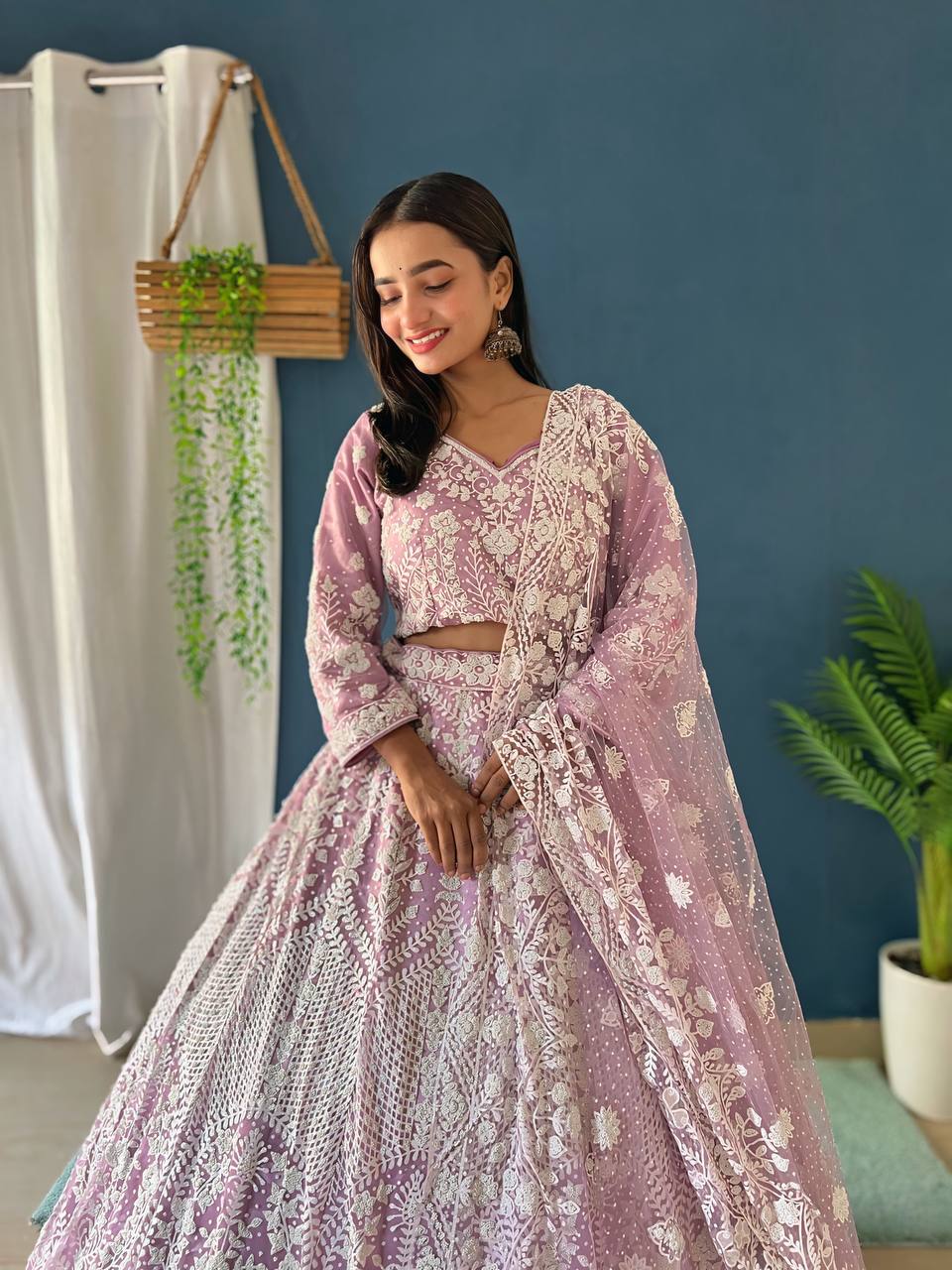Lehenga Mart Designer Bollywood Style Bridal Lehenga Choli - Light-Purple - Distacart